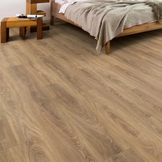 12mm Wood Laminate Click System Flooring Plank Tiles- Vintage Oak Brown- £12 M² 2