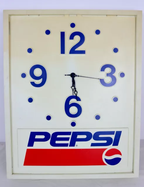Vintage Pepsi Plastic Battery Operated Wall Mount Hanging Clock Sign - Tested