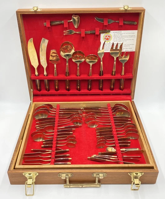 VINTAGE CUTLERY SET Nickel Bronze Flatware From Thailand 100 pieces £