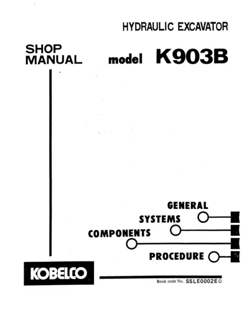 Kobelco K903B Hydraulic Excavator Service Manual Comb Binded