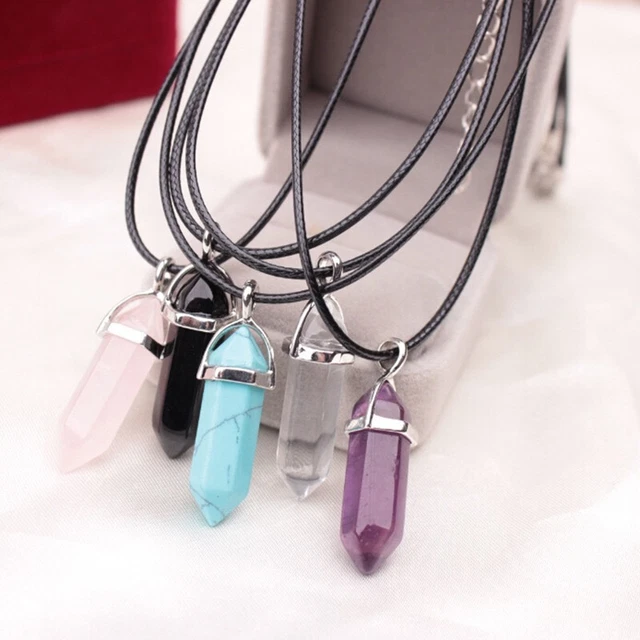 Natural Quartz Crystal Stone Point Chakra Healing Gemstone Pendant Necklace Mix