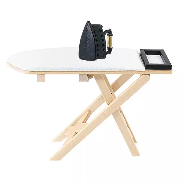 Wood Miniature Wooden Furniture Dining Room Accessory Kids Play Ironing Board