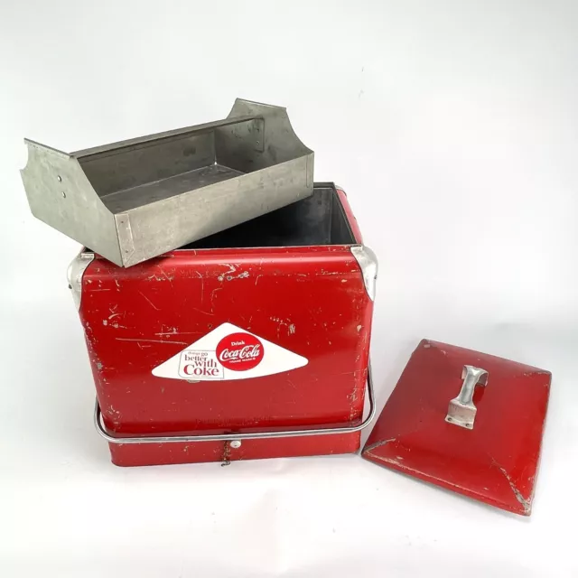 Original Mid Century Coca Cola Nevera Caja de Bebidas Rojo Ice Genial 50er 3