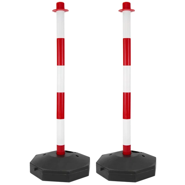 Poste separador de cadena para gestión de colas 31x91 cm blanco rojo 2 unidades