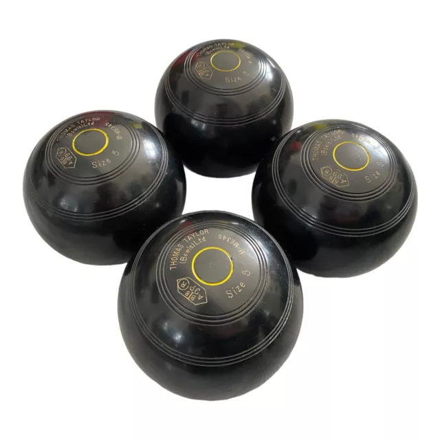 Thomas Taylor Lignoid Black Lawn Bowls Size 5 Heavy Great Condition 3