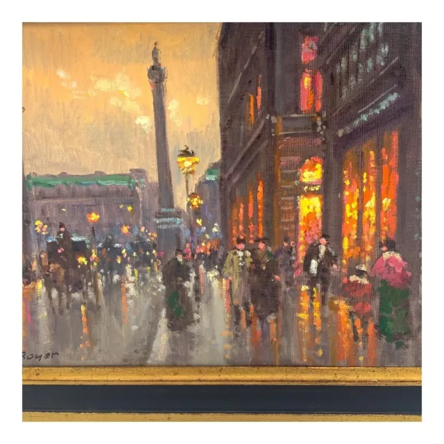 Emile Boyer Impressionist Oil Painting Paris Street Scene At Night Signed Framed 2