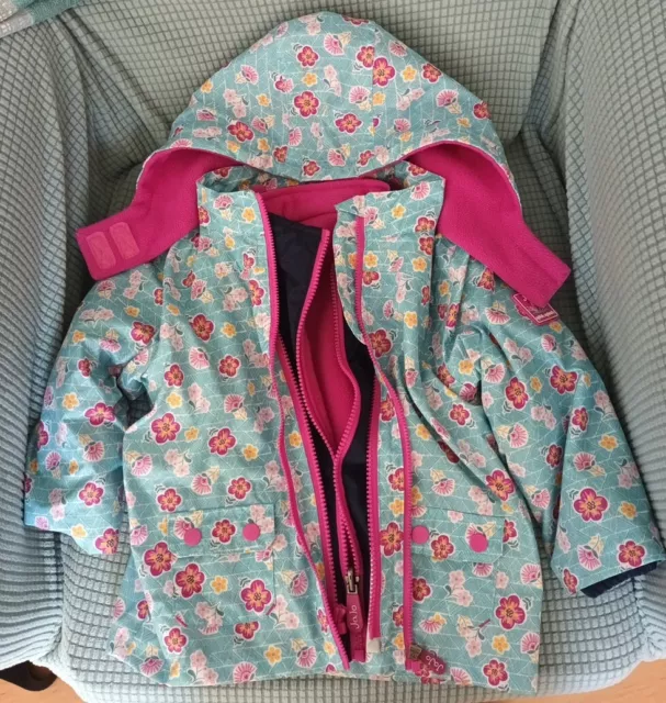 JoJo Maman Bebe 3 IN 1 Coat 18 - 24 Mths Floral Waterproof Rain Jacket Jo Jo