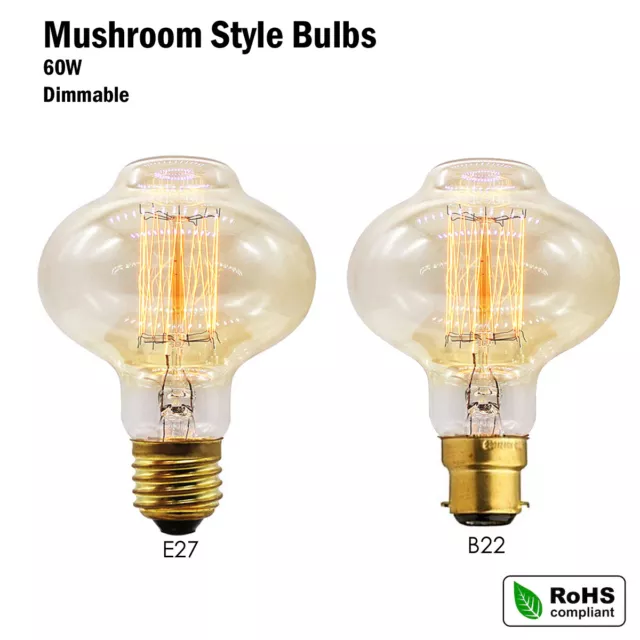 E27/B22 Screw 60W Filament Edison Light Bulb Retro Vintage Squirrel Cage Antique