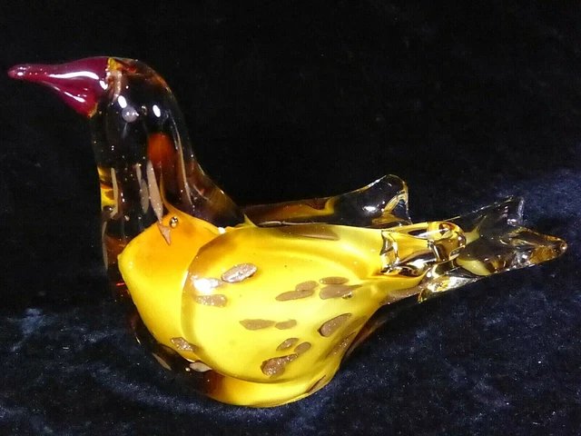 Große Murano Kunst Glas Vogel Taube? Möwe? Gold Einschlüsse hohl