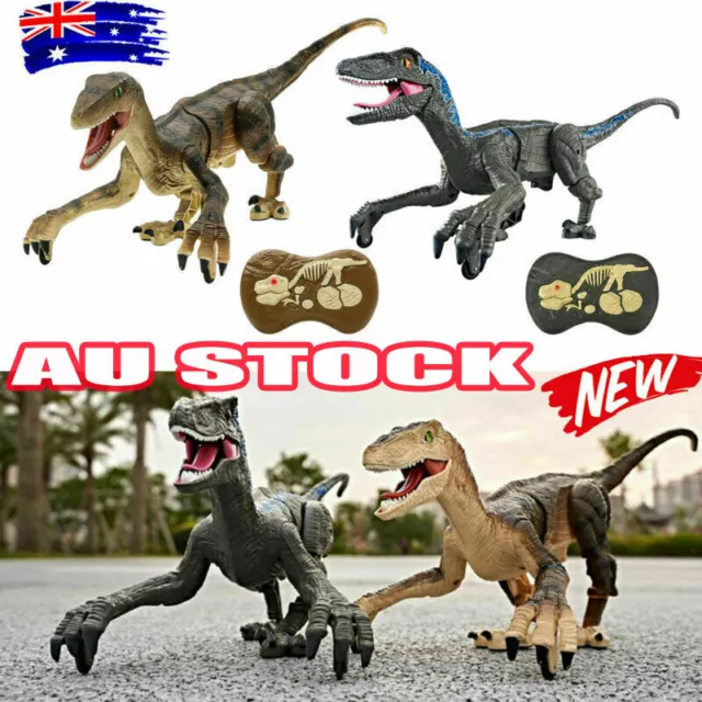 Remote Control Walking Roaring Velociraptor Dinosaur Toy for Kids OD