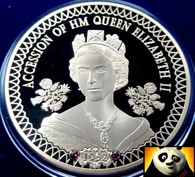 2019 Large Proof 70mm 1952 Ascension Queen Elizabeth II Coin Medal w/ Swarovski