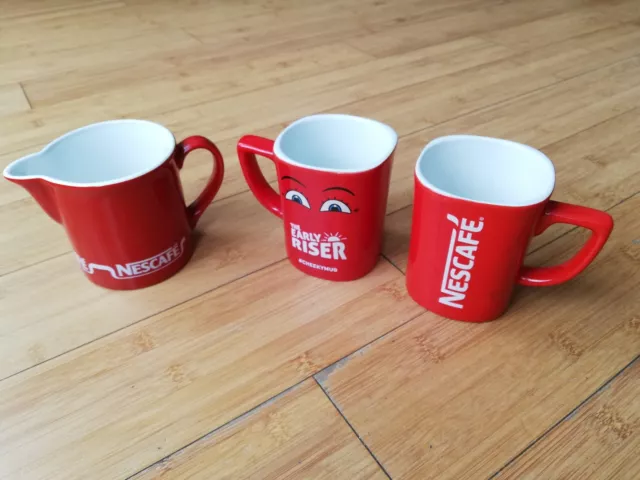 Vintage Red Nescafe Mugs X2 Plus Milk Jug