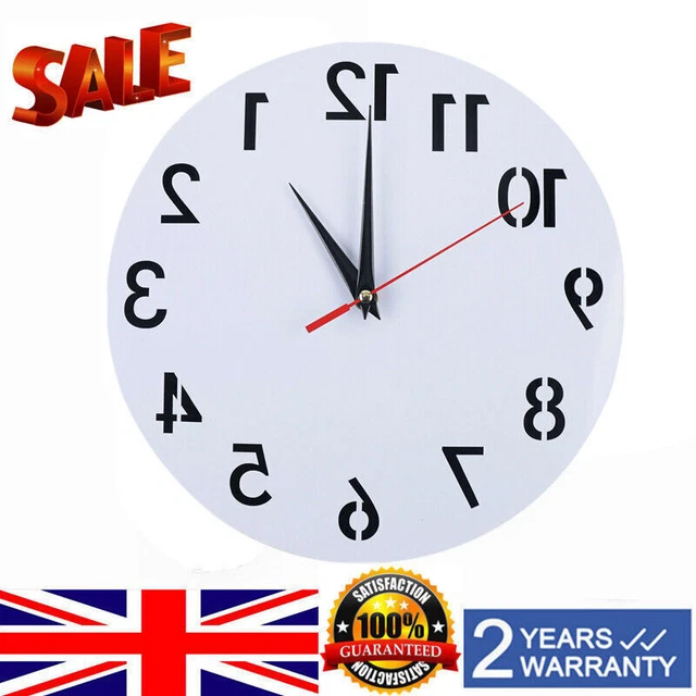 Reverse Anti Wall Clock Unusual Numbers Backwards Modern Wall Time Home