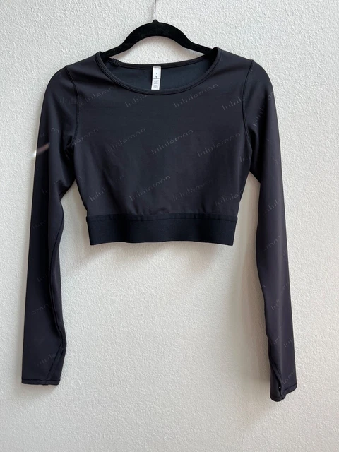 Lululemon Wunder Train Cropped Long Sleeve *Special Edition Black SIZE : 6 logo