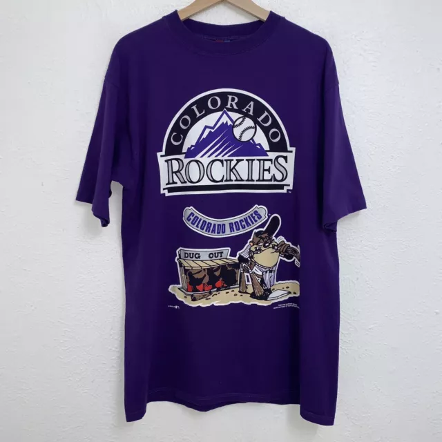 VINTAGE COLORADO ROCKIES Looney Tunes Taz Tee Purple T-Shirt Double ...