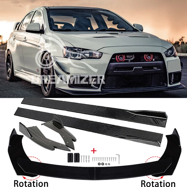 FOR MITSUBISHI LANCER EVO X Front Bumper Lip Splitter + Side Skirts