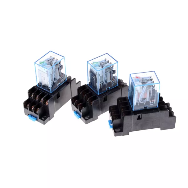 MY4NJ 12v/24v/220v Coil Power Relay DIN Rail Mounted 14 Pin 4PDT with Socket@t@ 2