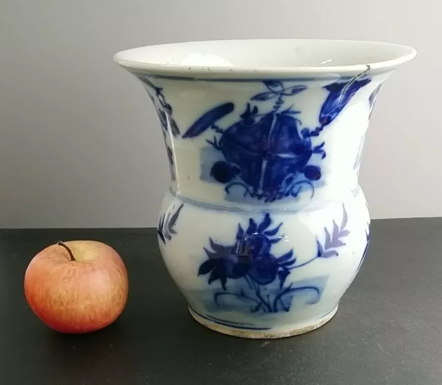 Antique Chinese Zhadou Blue and White Porcelain Jar Large 20cm tall