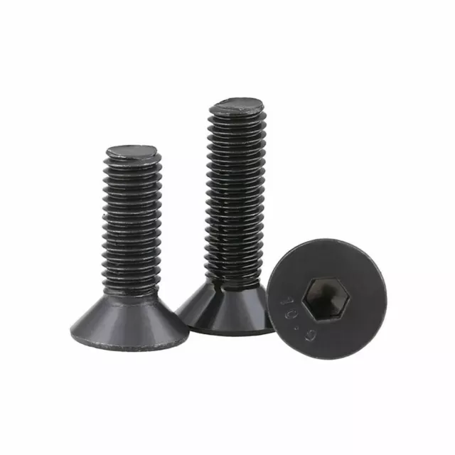 M1.6-3 10.9 Alloy Steel Allen Hex Socket Countersunk Flat Head Screw Bolts Black