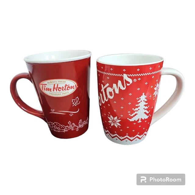 2pc Tim Horton's Limited Edition Coffee Mugs 2010, & 2015 Christmas Mugs