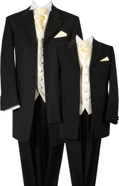 Mens Black 100% Wool Wedding Evening Formal Funeral Directors Suit Jacket