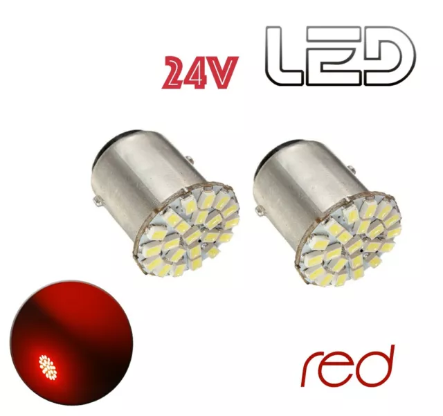 2 Ampoules 24V LED ROUGE P21W BA15 Camion Pour RENAULT VOLVO DAF SCANIA