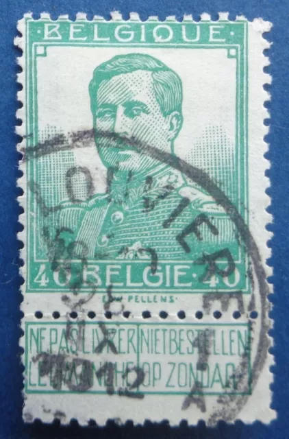 Belgique oblitéré, n°114, 40c vert, Albert 1er, 1912-1913
