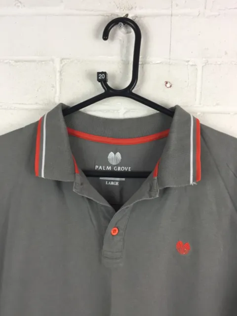 Palm Grove Golf Clothing Grey Short Sleeve Polo Shirt Size Large #CE