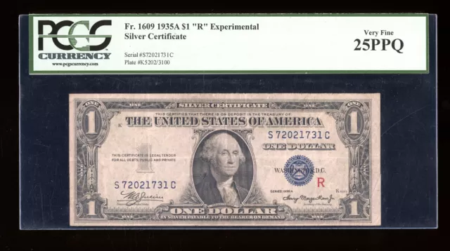 DBR 1935-A $1 Silver Experimental (R) Fr. 1609 PCGS 25 PPQ Serial S72021731C