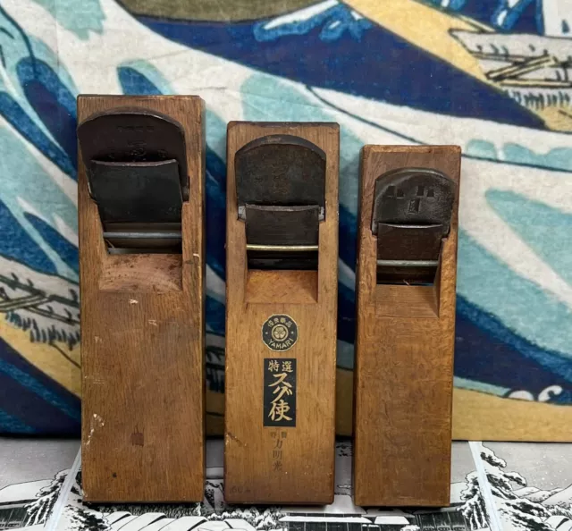 Japanese Vintage Carpenter Tool Kanna Hand Plane 3set made by famous blacksmith