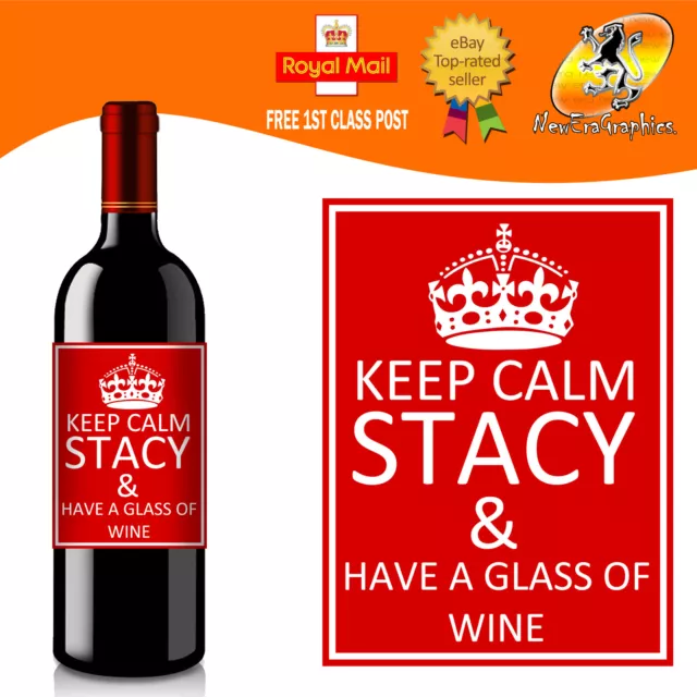 Personalised Keep Calm Red Wine Bottle Birthday Any Occasion Label Gift