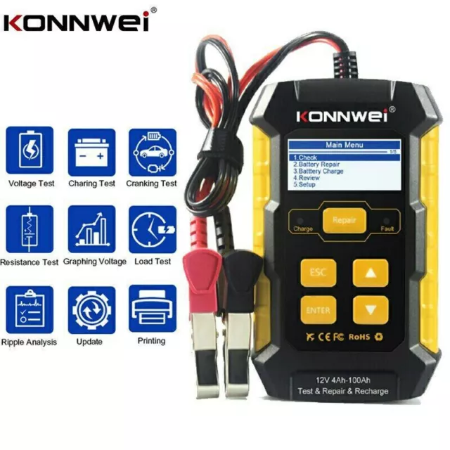 KONNWEI KW510 12V Full Automatic Car Battery Tester Pulse Repair Battery Repair
