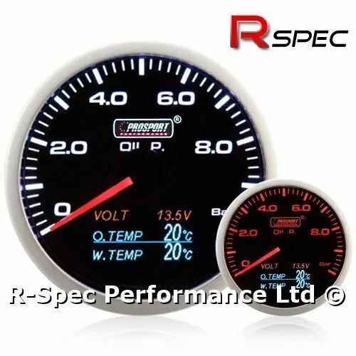 Prosport 60mm 4 In 1 Multi Display Gauge Oil Pressure, Oil Temp, Water Temp,Volt