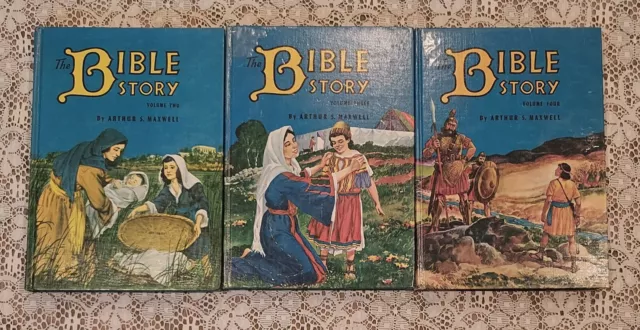 Vintage The Bible Story HC Book Lot Volumes 2 3 4 1954 1955 Arthur Maxwell