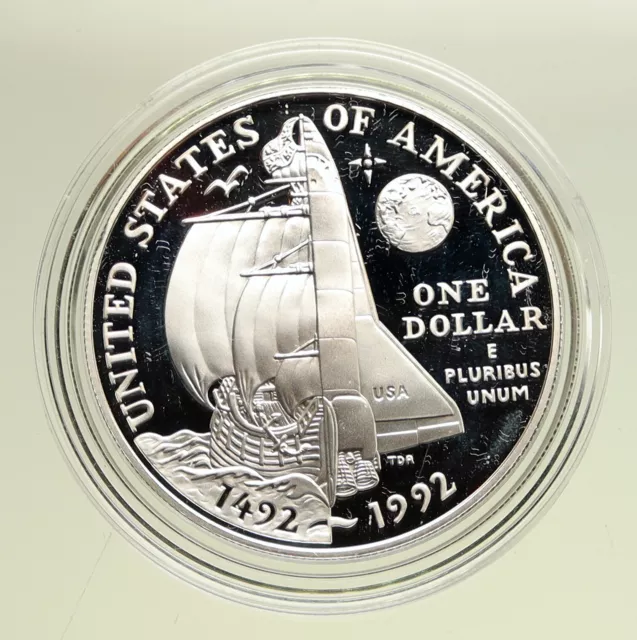 1992 P UNITED STATES Columbus NASA Space Shuttle Proof Silver Dollar Coin i95087