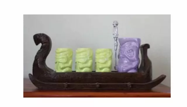 Limited Edition Vintage The Pizz Outrigger Da Big Kahuna Tiki Mug Bar Set Farm