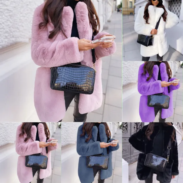 Women Fleece Cardigan Jacket Outwear Winter Warm Teddy Bear Fluffy Faux Fur Coat