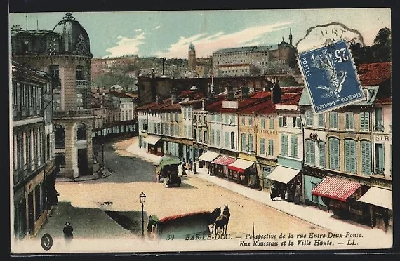 CPA Bar-le-Duc, Rue Rousseau et la Ville Haute