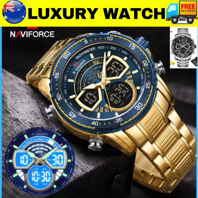 Men's Watches Luxury Quartz Digital Analog Sport Wrist Watch Waterproof Stainles