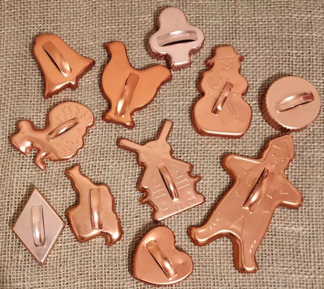 Vtg Cookie Cutters Copper Aluminum Mixed Lot of 11 Christmas