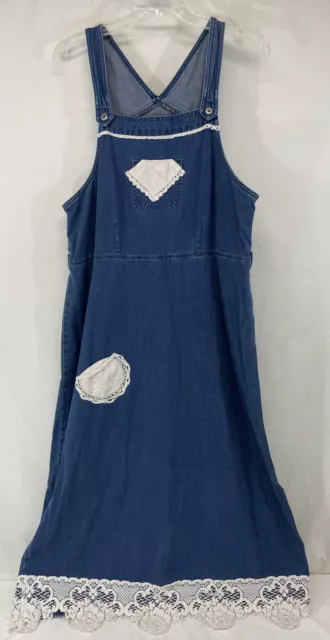 Directives Vintage Denim Lyocell Modest Maxi Dress Jumper Lace Sz (XL)