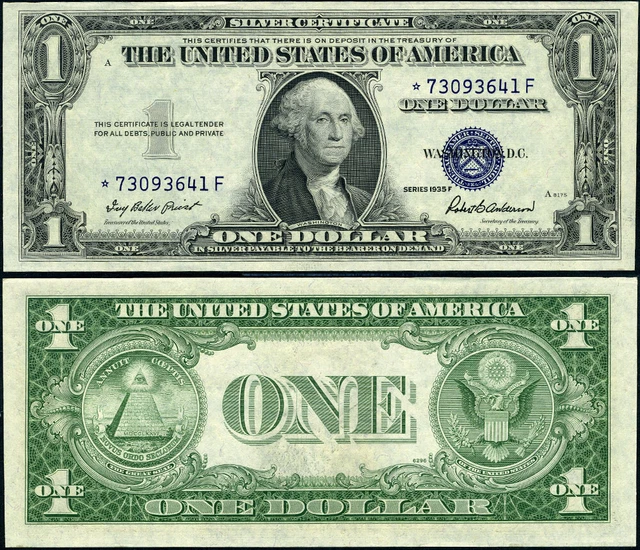 FR. 1615* $1 1935-F Silver Certificate *-F Block Gem CU Star