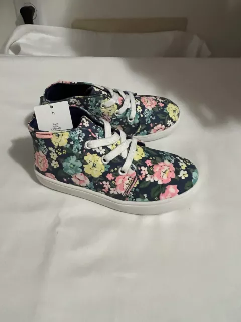 Carters Little Girls Multi Colored Floral Printed Tennis Shoes Size 11 New 2