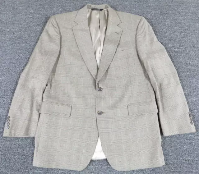 Jos A Bank Blazer Sport Coat Mens 44R Beige Gray Wool 2 Button Suit Jacket