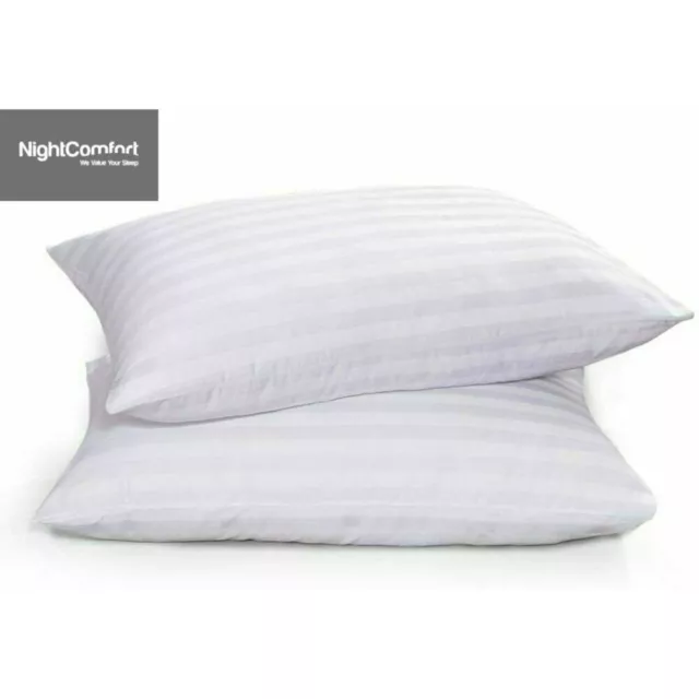 NightComfort Microfibre Satin Stripe Luxury Hotel Quality Anti Allergy Pillows