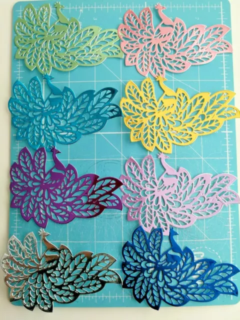 Craft Room Clearout, Die Cuts, 8 Mixed Colour, Peacock Card Toppers