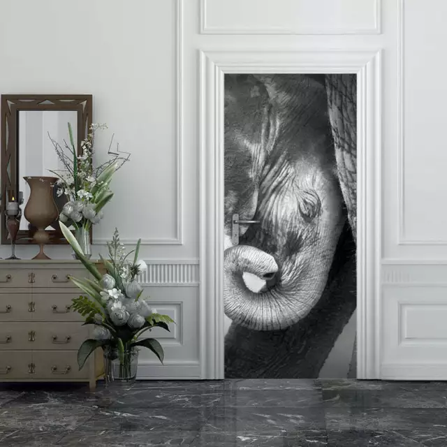 Decorazione adesiva Porta Elefantino sticker lavabile pvc varie misure