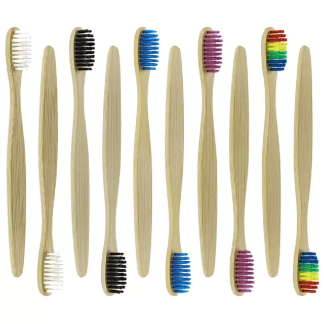 10 pièces brosses à dents en bambou brosses à dents à poils plus doux brosses à