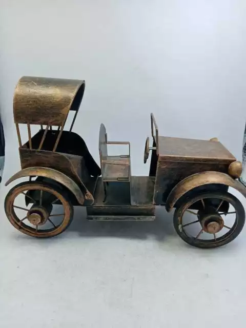 Vintage Copper Car Figure Statue Handmade Figural Classic Decorative Figures Old