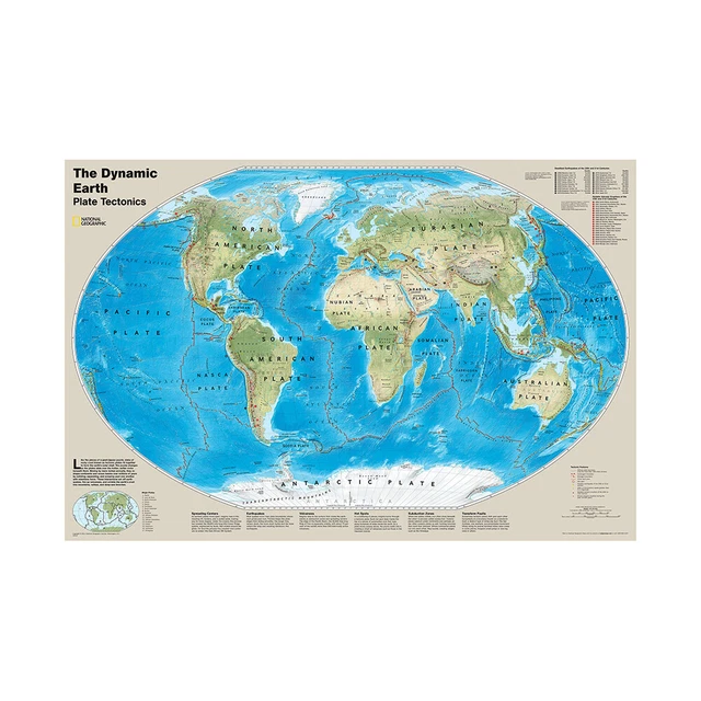 WORLD MAP THE Dynamic Earth Plate Tectonics Giant Poster 5X3Ft £7.27 ...